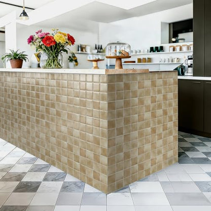 20pcs Peel and Stick Backsplash Wall Tiles,Sandy Beige 6"x6" - color: Sandy Beige