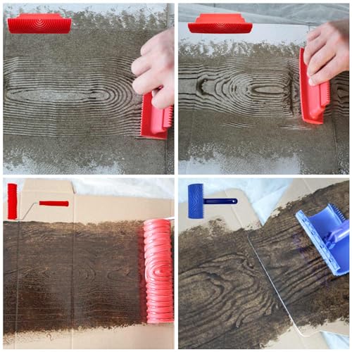 4-Pack Wood Grain Tool, Wood Graining Roller Painting Tool - size: 3pcs+1Roller