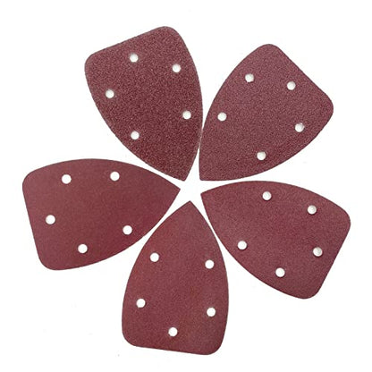 Detail Sander Sandpaper, Assorted 40/80/120/180/240 Grits Mouse Sanding Pads 5 Holes Hook and Loop Sanding Sheets for 140mm Mouse Palm Detail Sanders, 50pcs - size: Mixed Grits