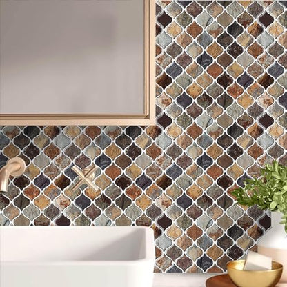 STICKGOO Arabesque Peel and Stick Backsplash Tile, Multicolor Sandstone - color: Multicolor Sandstone