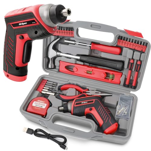 Hi-Spec 3.6V USB Electric Screwdriver for Home Repairs and Assembly, Red - color: Red, size: 35 Pieces