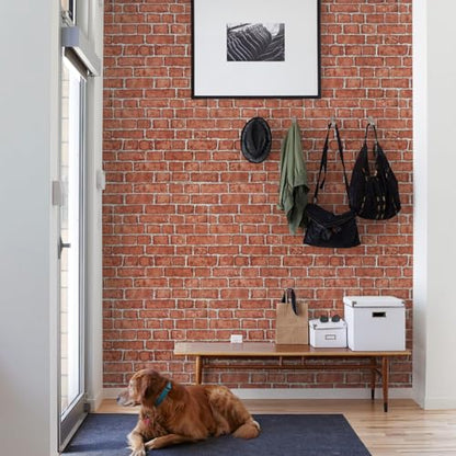 Cohoo Home Red Brick Wallpaper Peel and Stick Contact Paper Faux 787”×18” - color: Red, size: 17.7" x 787"