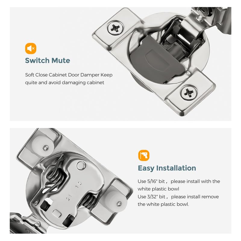 HOME EDIT 5 Pair 1-1/2 Inch Overlay Soft Close Cabinet Hinges Door Hinges - size: 1-1/2 inch Overlay