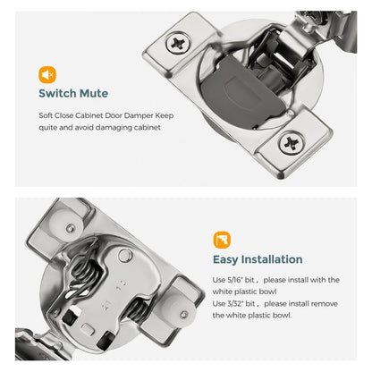 HOME EDIT 5 Pair 1-1/2 Inch Overlay Soft Close Cabinet Hinges Door Hinges - size: 1-1/2 inch Overlay