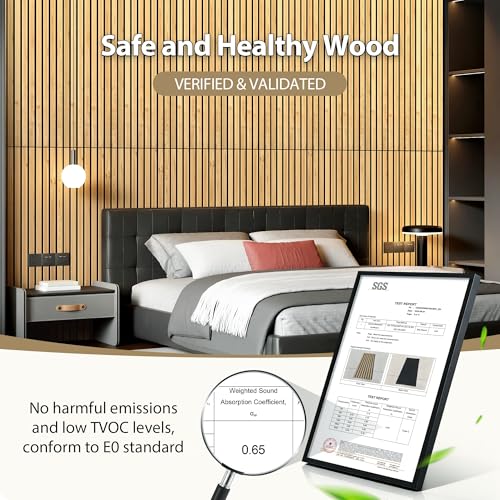 INMOZATA Peel and Stick Acoustic Wood Slat Wall Panels Nature Oak - color: Oak, size: 11.8"x23.6"