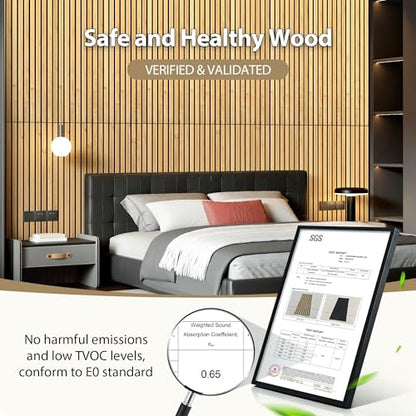 INMOZATA Peel and Stick Acoustic Wood Slat Wall Panels Nature Oak - color: Oak, size: 11.8"x23.6"