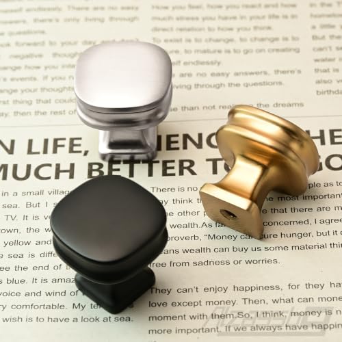 Alzassbg Brushed Satin Nickel Square Cabinet Knobs 10 Pack, AL0003SN - color: Brushed Satin Nickel, size: Single Hole Knobs