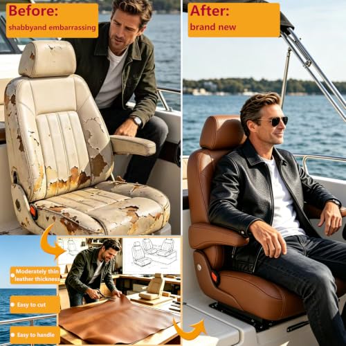 CDY Marine Vinyl Upholstery Fabric: 54"x36" Soft Grain Faux Leather Durable - color: Brown, size: 1 Yard（54"x36")