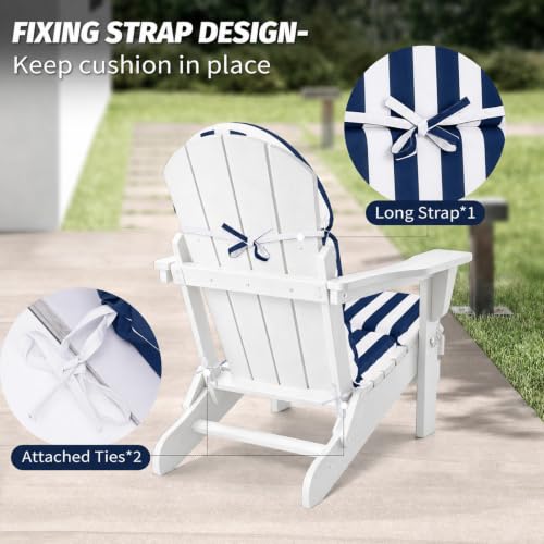Adirondack Chair Cushion, 50x20 in Outdoor Rocking Seat Pad, 1 Pack - color: Navy Blue White Stripe, size: 1 pack