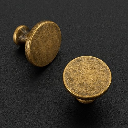 Ravinte Antique Brass Round Kitchen Cabinet Knobs Pulls 1-1/4 Inch 30 Pack - color: Antique Brass
