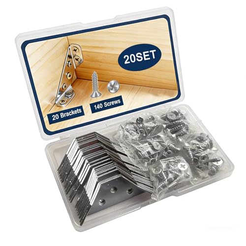 20-Pack Stainless Steel Triangle Braces w/ Screws for Wood Furniture