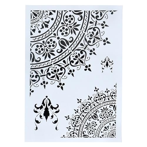 DIY Decorative Mandala Stencil Template for Painting on Walls Furniture Crafts, Mandala (A4 Size) - size: A4 Size