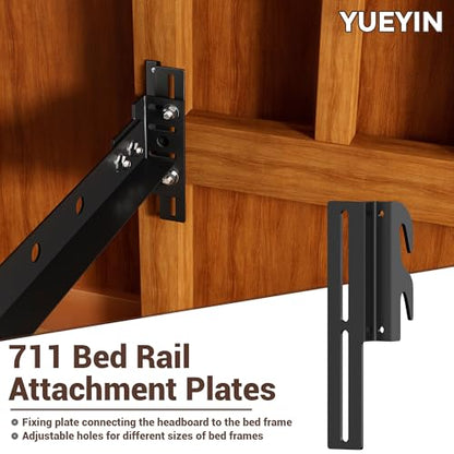 2Pcs 711 Bolt-On to Hook-On Bed Frame Conversion Brackets, Bed Frame Hooks, Universal Headboard Brackets, Widened Hole Slot, Height Adjustable, Black - color: 2Pcs Bed Frame Hooks