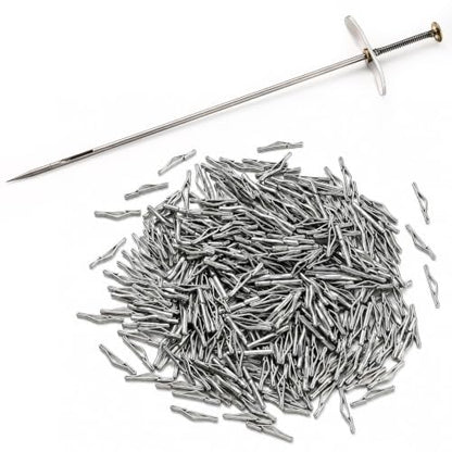 Otoolling 1 Pcs Button Tufting Needle with 100 Tufting Clasp for Upholstery