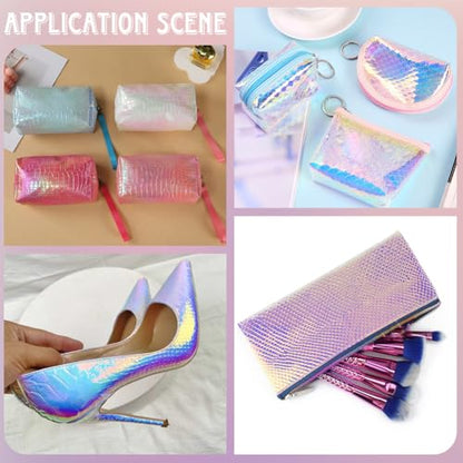 53 x 11.8 Inch Holographic Snake Embossed PU Leather Sheet Synthetic Vinyl Fabric Snake Textured Glossy Mirrored Faux Leather Rolls for DIY Crafts Earring Handbang Making(Medium Slate Blue) - color: Medium Slate Blue