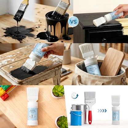 Black Paint for Wood, 5.29 Oz (150g) Black Touch Up Paint for Wood, Doors, Cabinets, Furniture & Metal Surfaces - No Sanding, Fast-Drying, Water-Based Multi-Surface - color: Black