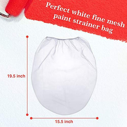 25 Pcs 5 Gallon Elastic Top Paint Strainer Bags White Fine Mesh Bag Filters for Hydroponics Painting Gardening