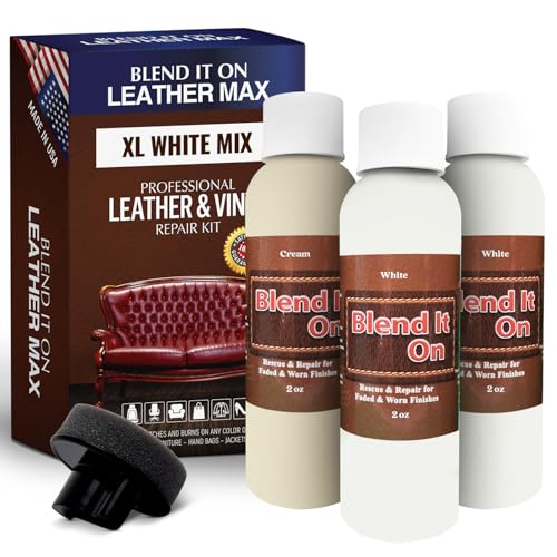 Blend It On XL White Mix Leather and Vinyl Repair Kit - Now with 6 Ounces for Furniture, Jacket, Car Seat, Boots, Easy Instructions to Match Colors, Any Material No Mixing Chart Needed (White Mix) - color: White Mix