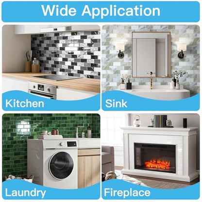 Art3d 10-Pack Marble Wall Tiles Peel and Stick Backsplash, Black White Grey - color: White Grey Marble