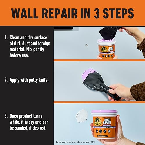 GORILLA High Performance Wall Repair, 16 oz Tub, Color Change Formula