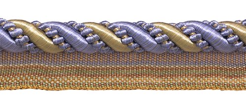 DÉCOPRO 7/16" (1cm) Large Shiny Decorative Twisted Rope Cord with Lip | Cord Trim # 0716I2, #5080 (Light Gold, Yellow Gold, Purple Blue) 5 Yard Value Pack (15 ft/4.5m) - color: Periwinkle Gold #5080 (Light Gold, Yellow Gold, Purple Blue), size: 5 Yards (1
