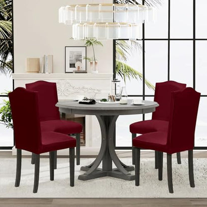 Sufdari Dining Room Chair Covers - Set of 4, Burgundy Non-Slip Spandex Stretch Dining Chair Slipcovers for Dining Room & Hotel (Extra Large) - color: .Burgundy, size: XL-4 PC