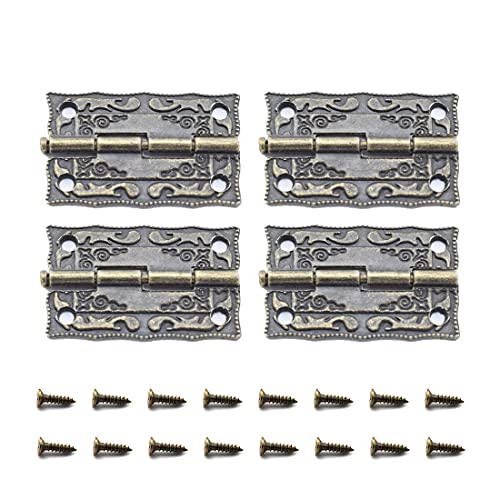 Antique Bronze Decorative Hinges Pattern Carved Design - color: 36 x 23 mm Back Engraving