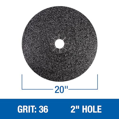 Mercer Industries 430036 Silicon Carbide Floor Sanding Disc, Cloth Back, 20" x 2" Hole, Grit 36X, 20-Pack - size: 20" x 2" Hole, style: Grit 36X