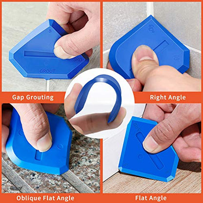 Caulking Tools-Silicone Sealant Finishing Tool Kit Caulk Grout Remover Scraper(Stainless Steel Head) For Kitchen Bathroom And Window (3 in 1) (10Pcs) - color: Black-10pcs