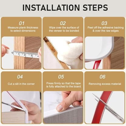 RONSEN U-Shape Edge Banding, Self-Adhesive Countertop Edge Trim 16.4ft - color: Beige, size: 9mm (3/8″)