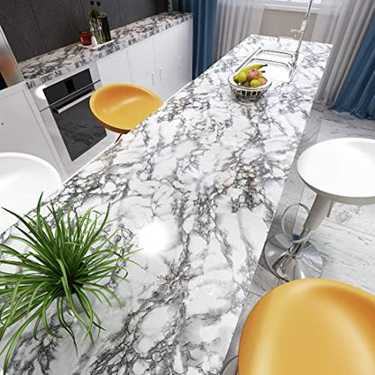 Glossy Grey Marble Peel and Stick Countertop Contact Paper Waterproof Self Adhesive Oil Proof Removable Marble Wallpaper for Kitchen Bathroom Countertops Vanity Top Table Cabinets 17.7" X 118" Yenhome - size: 17.7"W x 118"L