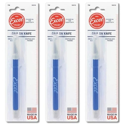 Excel Blades K18 3-Pack Soft Grip Hobby Craft Knives, #11 Blades, Blue