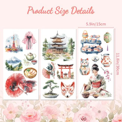 Peacoblue Japanese Series Rub On Transfers for Furniture Craft 6"x12" - style: Japanese Series