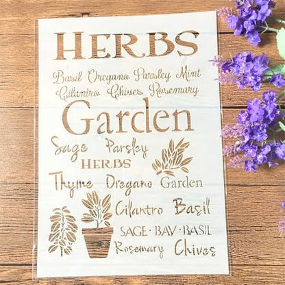 TIAMECH A4 Reusable Herbs Garden Stencil for Painting - style: Herbs Garden
