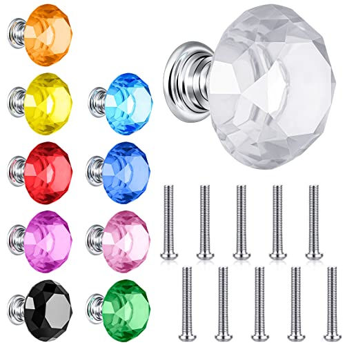 10 Pcs Colorful Crystal Knobs for Cabinets and Drawers, Classic Style