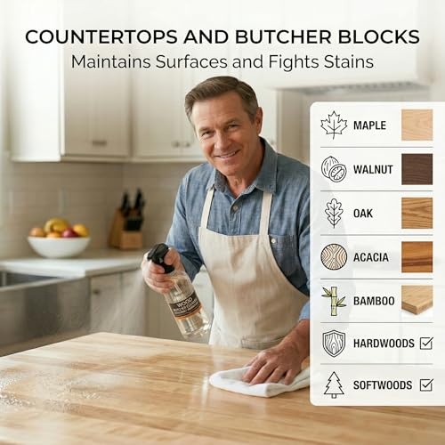Thirteen Chefs Cutting Board Maintenance Kit - Mineral Oil 8oz & Wood Cleaner Spray 16oz - Food Grade Butcher Block Conditioner & Cleaner
