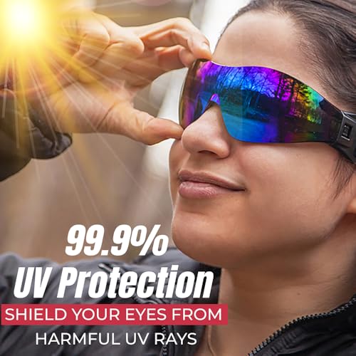 BISON LIFE Mirage Blue Mirror Lens vented Safety Goggles, ANSI Z87.1, 1Pack - color: Blue Mirror