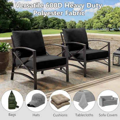 Waterproof Canvas Fabric by The Yard 600D Upholstery Fabric 58x108in Black - color: Black, size: Pre Cut 3 Yard