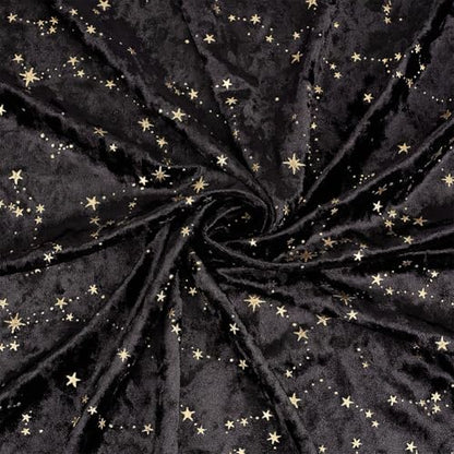 BENECREAT 1.1 Yard Black Velvet Fabric with Star Pattern, 63 Inch Wide Shiny Star Velvet Fabric Handicraft Cloth for DIY Sewing Upholstery Apparel Costume Craft - color: Black