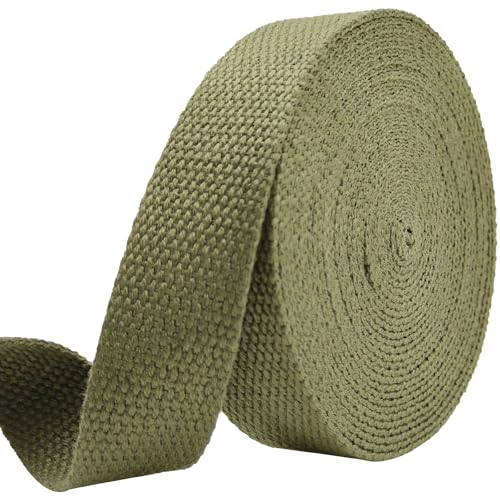 1 inch Cotton Webbing 5 Yards, Soft & Sturdy for Bag Handles - color: Olive 538