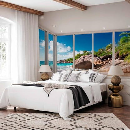 artgeist - Peel and Stick Wall Mural, Living Room Tropical Island 96x69 in - color: #12, size: 69"x96"