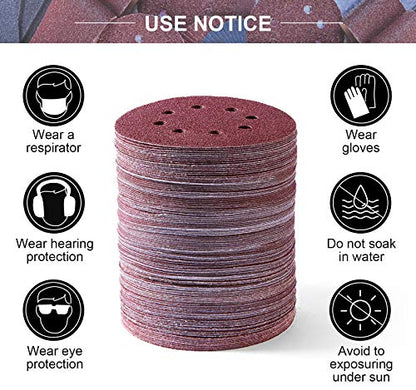 S SATC 150 PCS Sanding Disc 60 80 100 120 150 180 240 320 400 600 Grit Sanding Discs 5 Inch 8 Hole Hook and Loop Sanding Discs for Random Orbital Sander - style: 150PCS 5 Inch Assort Grit
