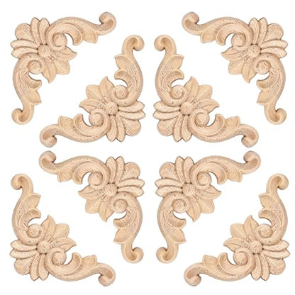 20Pcs 2.4 Inch Unpainted Wood Carved Corner Appliques, Furniture Onlays