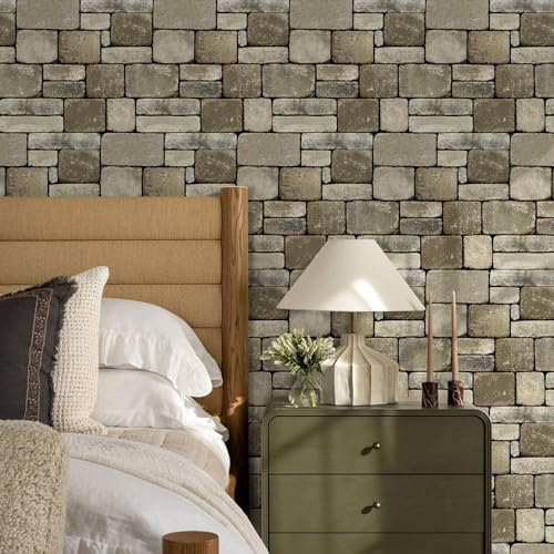 3D Peel and Stick Faux Stone Wall Panels 11.8" x 11.8" 10-Pack - color: ‎Stone-SM-I