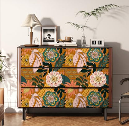 Floralplus Wallpaper Peel and Stick Renter Friendly Textured Wallpaper Boho - color: Orange