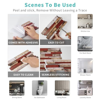 24pcs Peel and Stick Backsplash Tile Wall Stickers 9.68x4.72 inch - color: Hzw-xy-htp-108