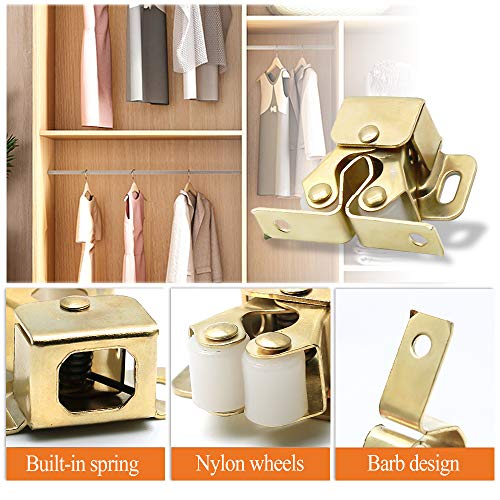 Luomorgo Double Roller Catch Cabinet Latches, Gold, 24 Pack - color: Gold, size: 24 Pieces