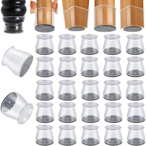 48 Pack Chair Leg Floor Protectors, Furniture Feet Protectors for Hardwood Floors,Silicone Caps with Felt Pads, Anti-Scuff Reduce Noise(Fit:1-5/16" to 2") - color: Clear-48pcs, size: Universal L
