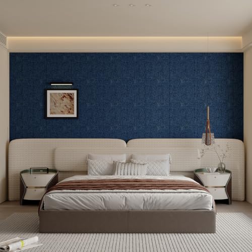 Yutianli 3D Wall Panel Peel and Stick Soundproof Foam Linen Wall Cloth Blue 16.7"x118" Self-Adhesive Decorative Wallpaper Anti-Collision Wall Padding - color: Blue