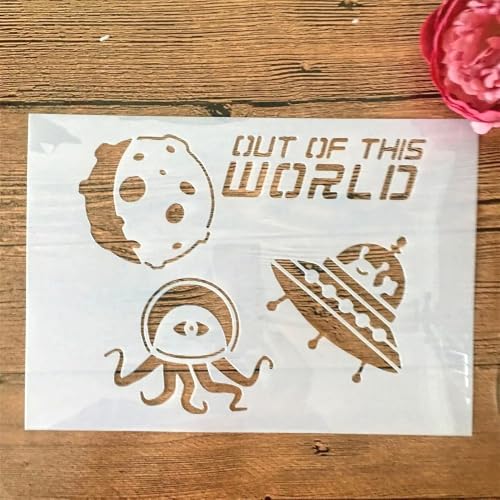 TIAMECH A4 Reusable Alien UFO Meteorite Stencil for Painting - style: Alien UFO Meteorite